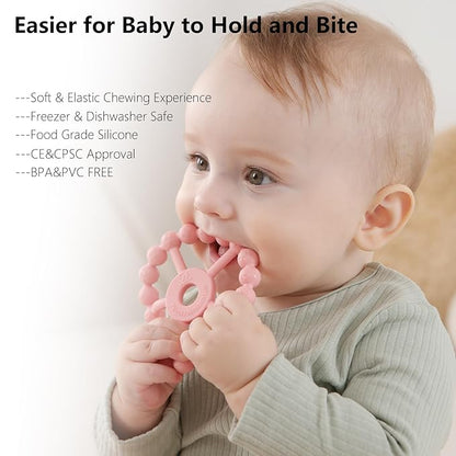 3 Pack Ring Teether, Silicone Teething Ring Toys for Babies 0-6 Months 6-12 Months 12-24 Months,