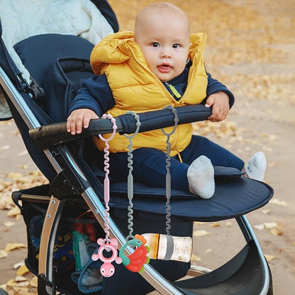 Toy Tethers for Babies, Pacifier Holder Clip with Self-Adjusting Bayonet