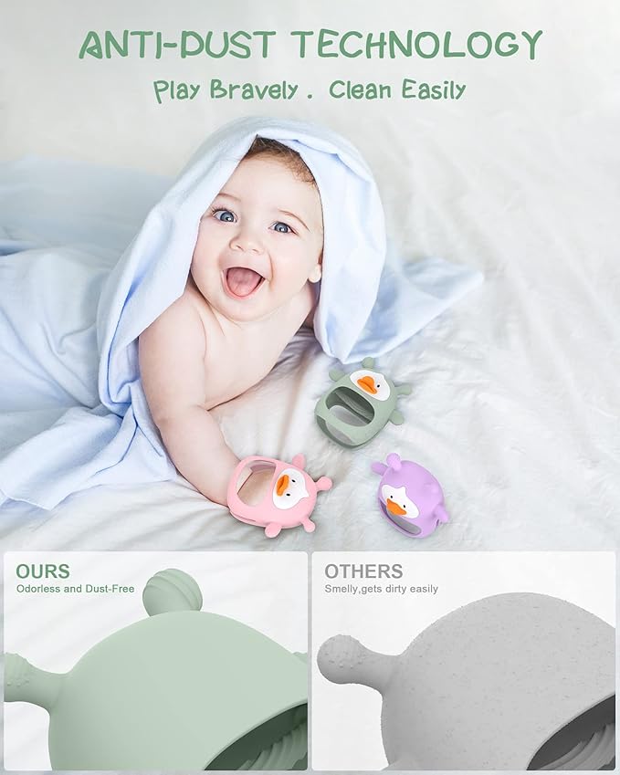 ?? Packs??Teething Toys for Babies 0-6 Months, Never Drop Silicone Baby Teether
