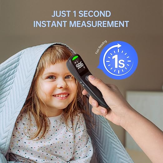 No-Touch Forehead Thermometer, 1s Accurate Reading and 3-Color Indicator 2-in-1 Infrared
