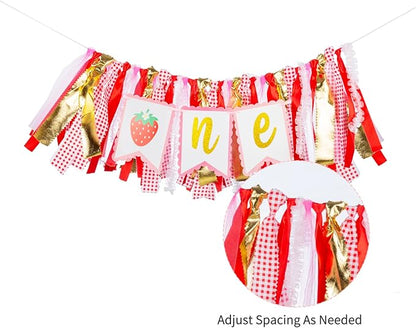 Strawberry Highchair Banner-1st Birthday Decoration,Sweet One Birthday Party Supplies for Girl Shower 1st Birthday