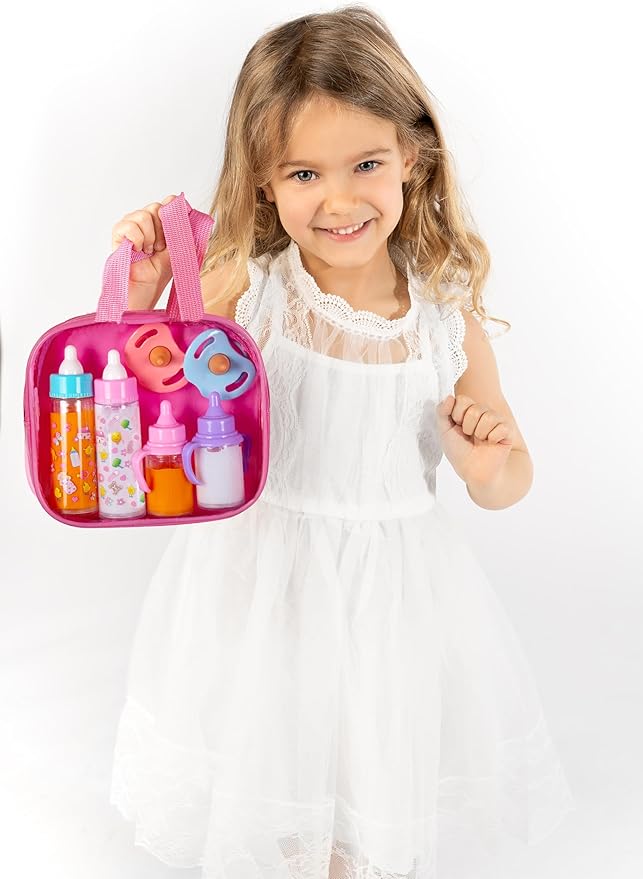 fash n kolor®, My Sweet Baby Disappearing Doll Feeding Set | Baby Care 6 Piece Doll Feeding Set for Toy Stroller 2 Milk 2 Toy