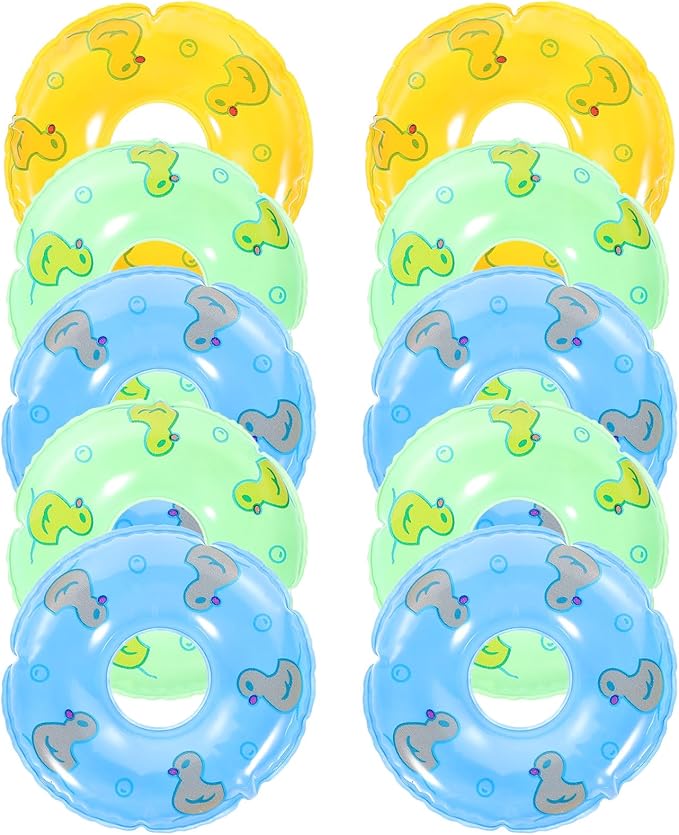 Toyvian 10pcs Mini Swim Rings Doll Lifebuoy Inflatable Doll Inflatable