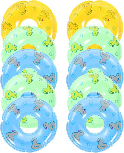 Toyvian 10pcs Mini Swim Rings Doll Lifebuoy Inflatable Doll Inflatable