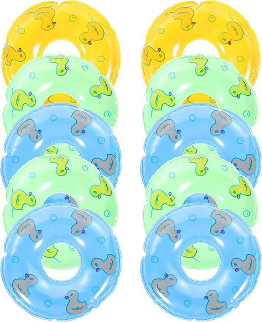 Toyvian 10pcs Mini Swim Rings Doll Lifebuoy Inflatable Doll Inflatable