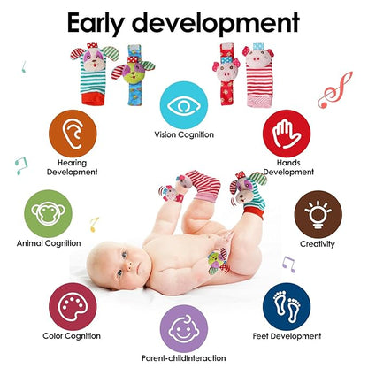 dearlomum Baby Play Mat Baby Gym,Funny Play Piano Tummy Time Baby Activity Mat with 5 Infant Sensory Baby Toys & 4 Wrist Baby Rattle Socks 0 to 3 6 9 12