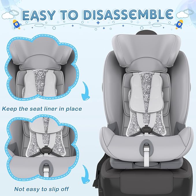 Pinkunn Gel Car Seat Baby Cooling Pad for Summer Breathable Stroller Cooler Pad Multifunctional Carseat Cooling Mat for Baby Child Dining Chair Safety Seat Stroller(Gray,Heart)