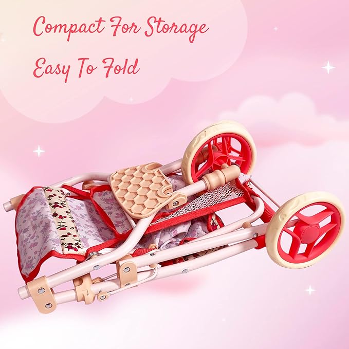 Baby Doll Stroller for Dolls | Play Toy Doll Stroller for Toddlers 3 Year Old Girls Gift