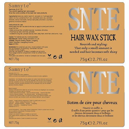 Hair Grooming Kit: Wax Stick for Flyaways, Slick Back Brush, Rat Tail Comb, Bristle Brush Set - Tames Frizz & Controls Baby Hair