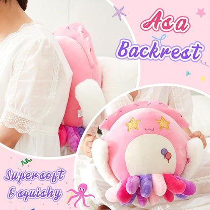 Houwsbaby 12" Pink Party Squid Plush Pillow,Octopus Plushie Ocean Sea Life Stuffed Animal Toys