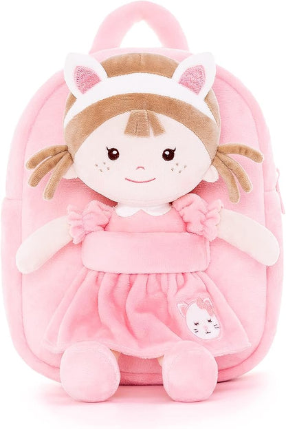 Onetoo Toddler Backpack Kids Backpacks with Soft Plush Baby Dolls 9.5"