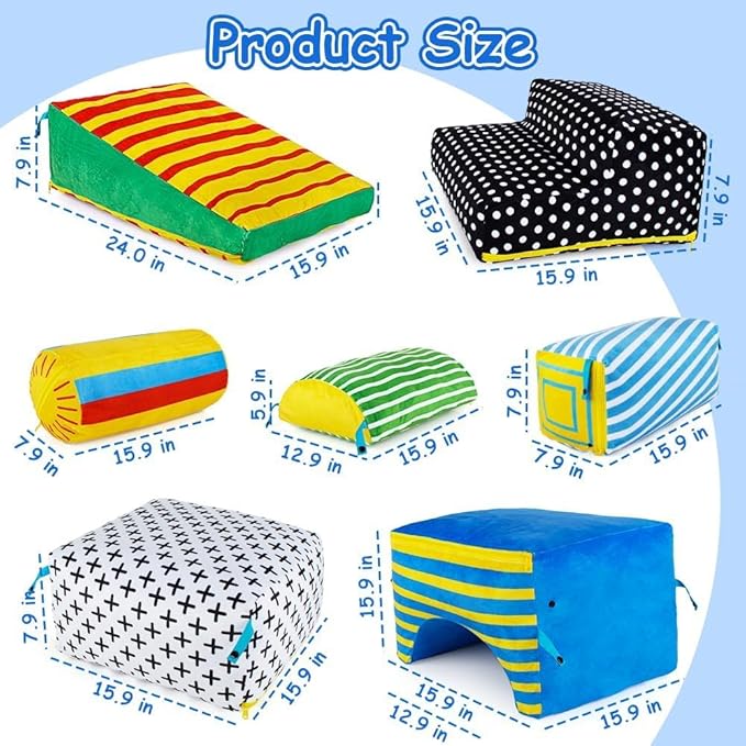 teytoy Climb and Crawl Playset,Inflatable Climbing Blocks for Toddlers Climbing Toys Indoor Soft Play Activity Playset Toys(7 PCS)