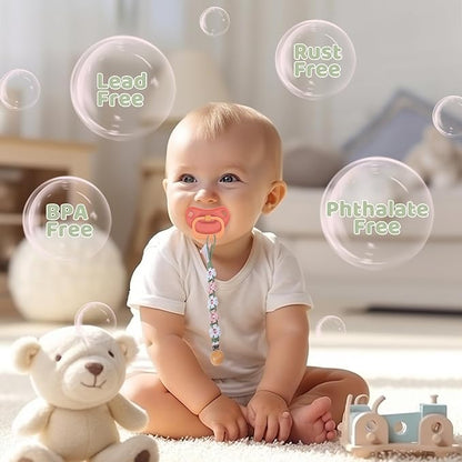 Pacifier Clip for Boys Girls Floral Daisy Macrame Baby Paci (1pack:Misty Rose)