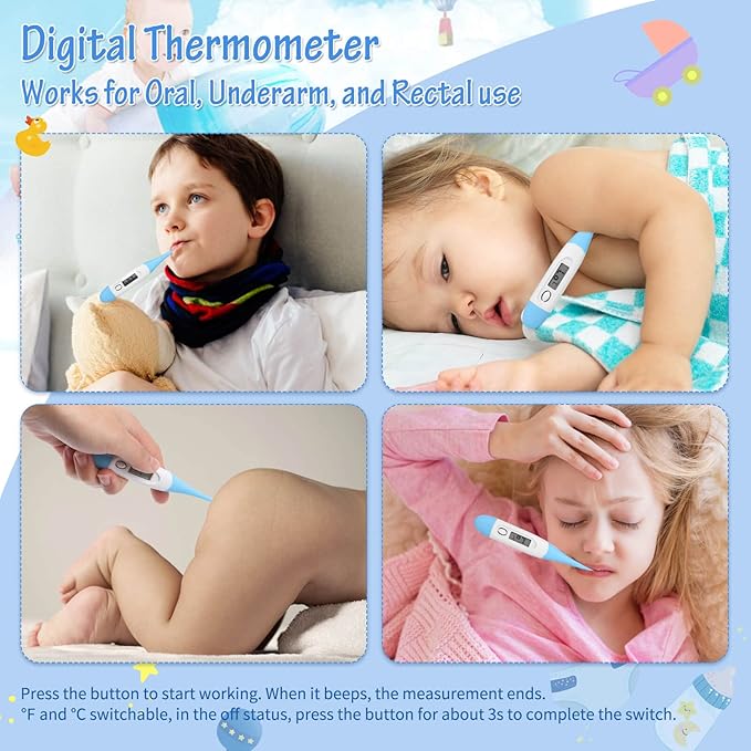 28Pcs Baby Healthcare and Grooming Kit modacraft Baby Safety Set with Hair Brush Lighting Ear Cleaner Nail Clippers Scale Measuring Spoon for Nursery Newborn Baby Girls Boys Kids Blue