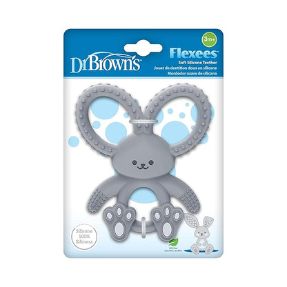 Dr. Brown's Flexees Gray & Pink Bunny Silicone Baby Teethers, BPA Free 3 Months+