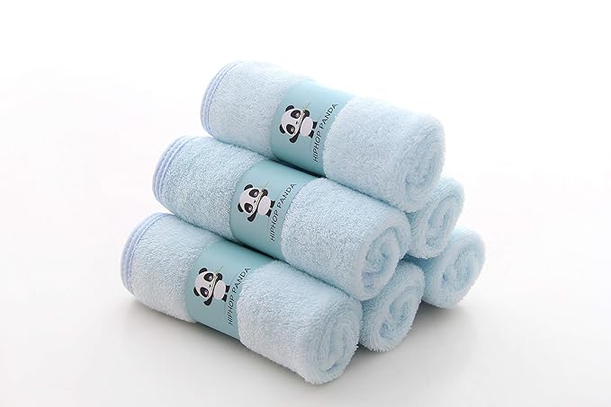HIPHOP PANDA Baby Washcloths, Rayon Made from Bamboo - 2 Layer Ultra Soft Absorbent Newborn Bath Face Towel 6 Pack