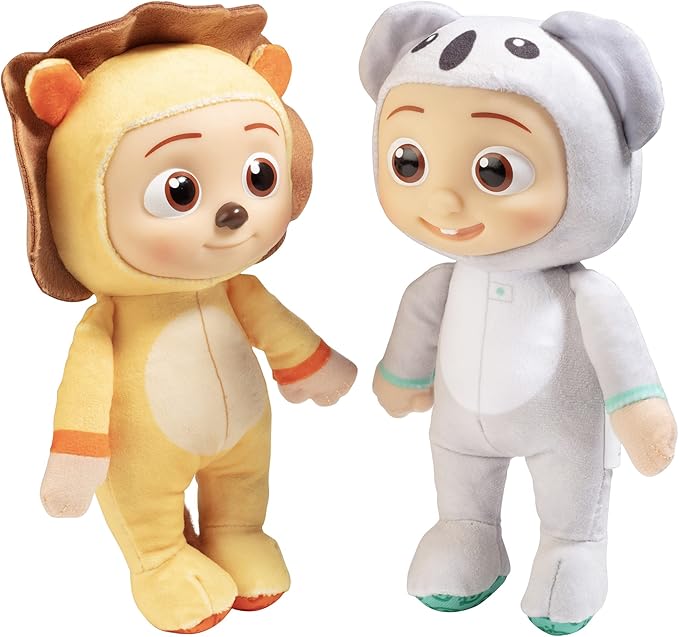 CoComelon 8-Inch JJ Lion & Koala Plush 2-Pack - Officially Licensed Soft & Squishy Stuffed Animal Doll Toys 1-3 - 2