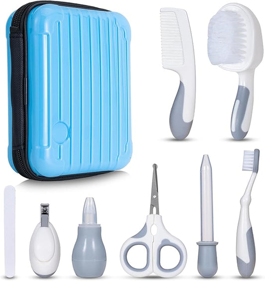 Little Angel Baby Healthcare and Grooming Kit, Safety Newborn Nursery Care Set, with Hair Brush Comb, Nail Clipper, Nasal Aspirator for Newborn Infant Baby Girls Boys