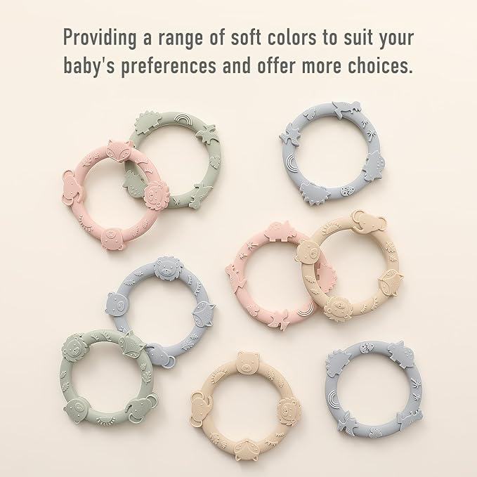 Silicone Teethers for Babies 0-6 6-12 Months Teething Toys 3 Pack-Dinosaur-Baby