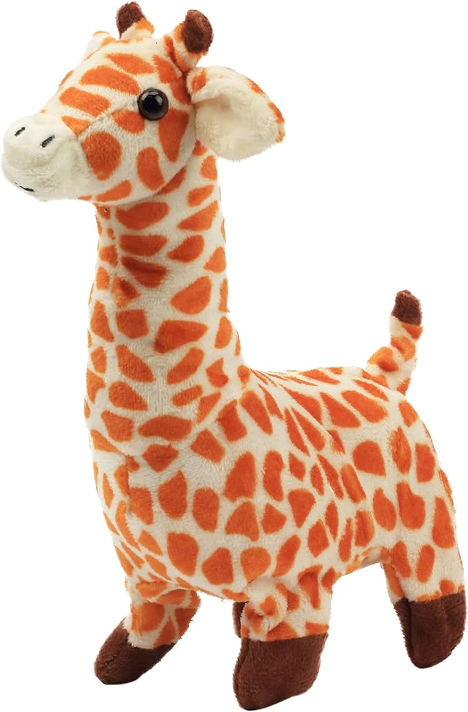 Hopearl Walking Giraffe Interactive Electronic Pet Plush Jirafa Toy with Sounds and Movements Animated Shaking Tail Gifts for Toddlers Birthday, Brown 9''