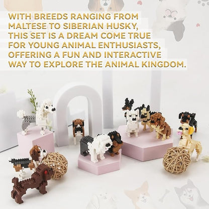 BOROLA Pet Dog Building Blocks Set Educational Toy Realistic Fun Animal Assembly Kit Toys Games(Hokkaido Dog Blocks)