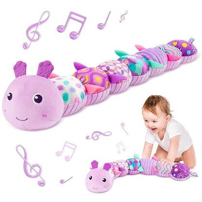 Infant Baby Musical Multi-Sensory Caterpillar, Stuffed Animal Activity Soft Toys 0-3-6-12 Months