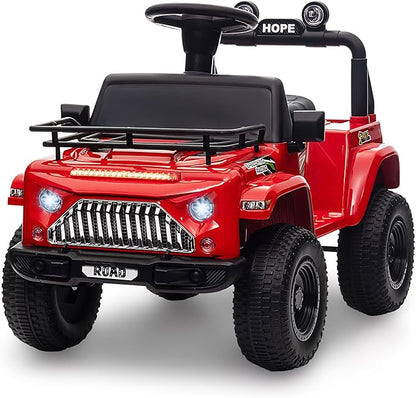 Hetoy 6V Ride On Car for Toddlers - Battery Powered Electric Car for Kids with Music, LED Light 4 Wheels 3-6 Years,