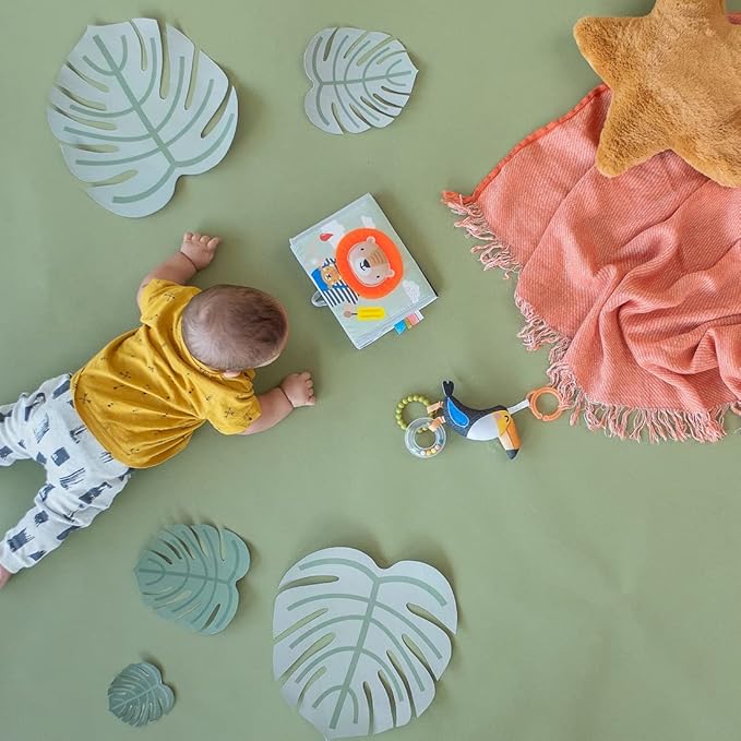 Taf Toys Savannah Infant Tummy-time Soft Crinkle Activity Book with Huge Baby Safe Mirror, 3D Activities