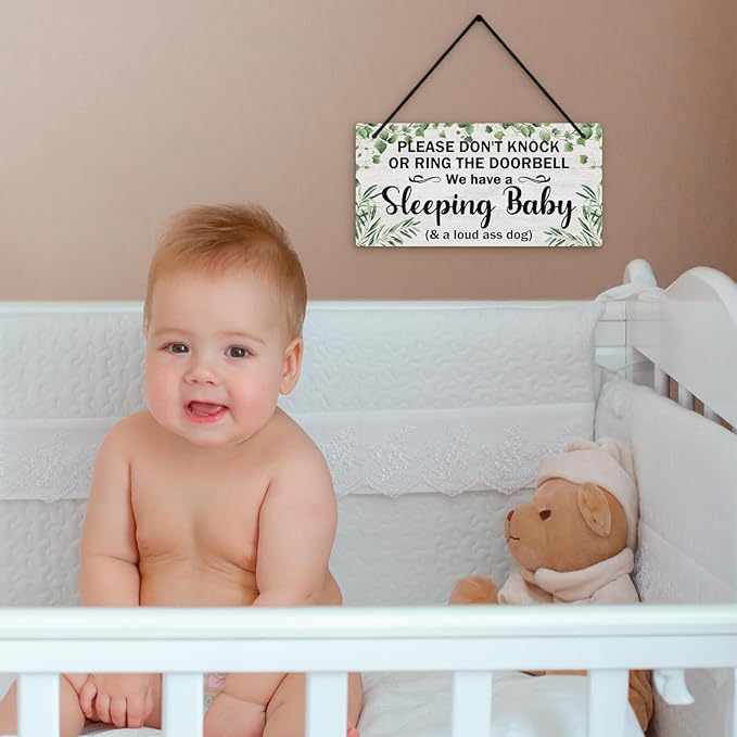 Putuo Decor Baby Sleeping Door Sign For Front Door PVC