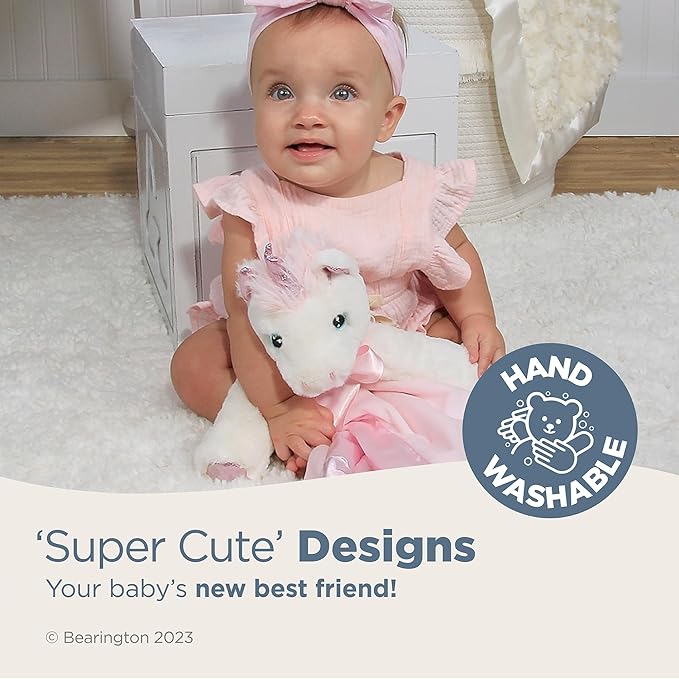Bearington Baby Dreamer Snuggler, 15 Inch White and Pink Unicorn