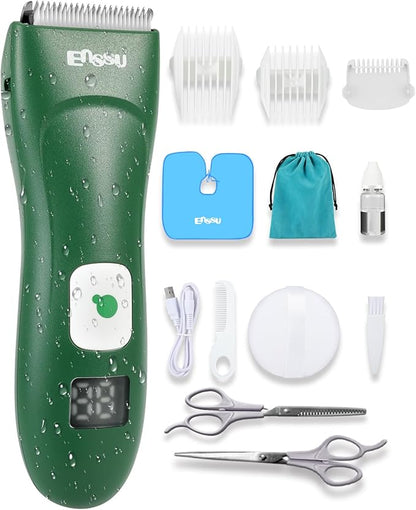ENSSU Baby Hair Clippers, Cordless Hair Clipper for Kids with LED Display, Baby Hair Cutting Kit with Skin-Safe Blade, Waterproof Hair Trimmer for Children/Toddler, Rechargeable& an Hour Quick Charger