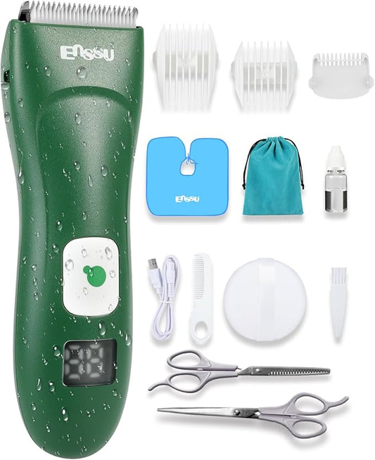 ENSSU Baby Hair Clippers, Cordless Hair Clipper for Kids with LED Display, Baby Hair Cutting Kit with Skin-Safe Blade, Waterproof Hair Trimmer for Children/Toddler, Rechargeable& an Hour Quick Charger