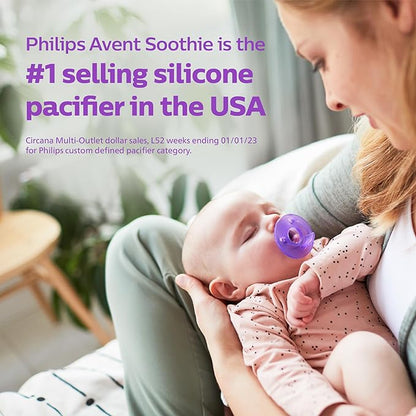Philips AVENT Soothie Pacifier, Pink/Purple 0-3 Months, 4 Pack, SCF190/42