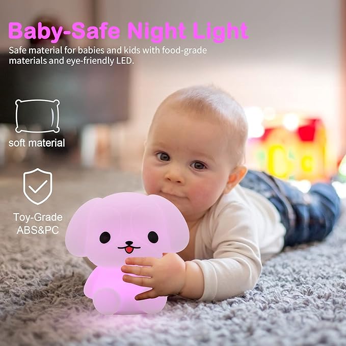 ShaArkMango LED Night Light for Kids Toddler Bed Room Decor Aesthetic, Bedside Nursery Night Lamp for Breastfeeding Animal Baby NightLight Sleep Aid Color Changing Dimmable &Timer BPA Free Silicone