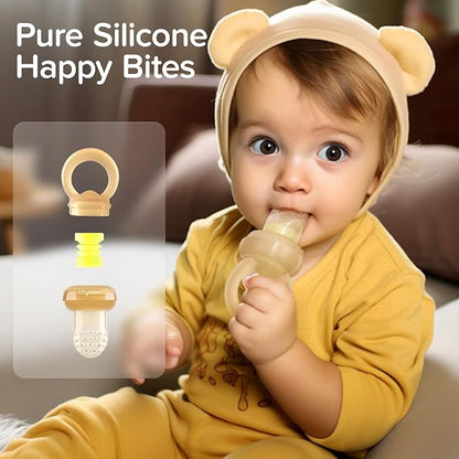 Baby Fruit Feeder with Pouch Silicone Infant Solid Food Vegetable 4+ and 7+ Months