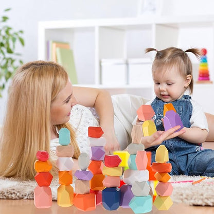 60 Pcs Stacking Rocks Montessori Toys for 1+ Year Old