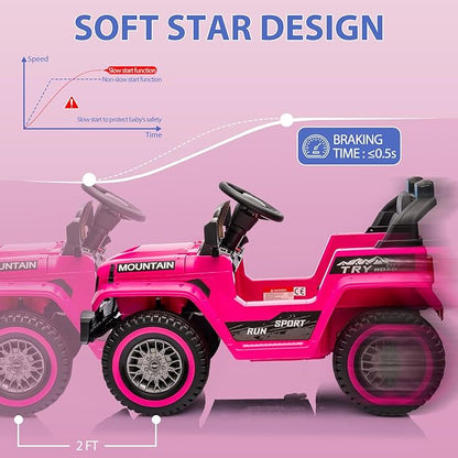 Hetoy Kids Ride On Truck Car, 12V Battery Powered Electric Car w/Parent Remote Control 3 Speeds,