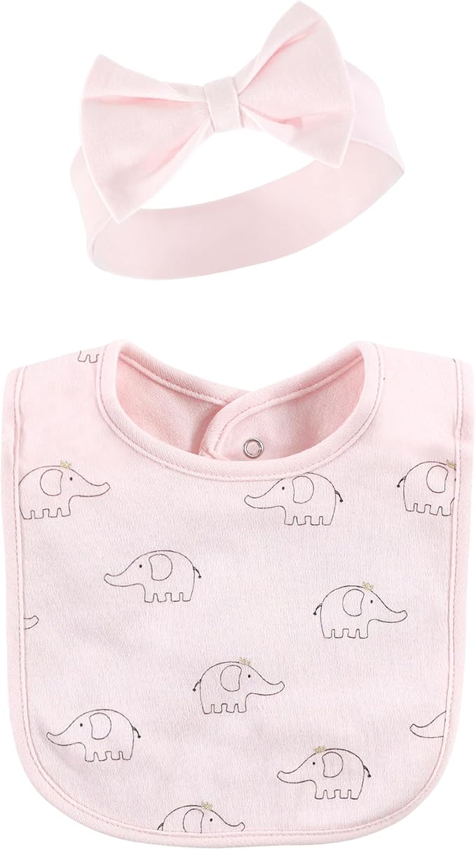 Hudson Baby Unisex BabyCotton Bib and Headband or Caps Set