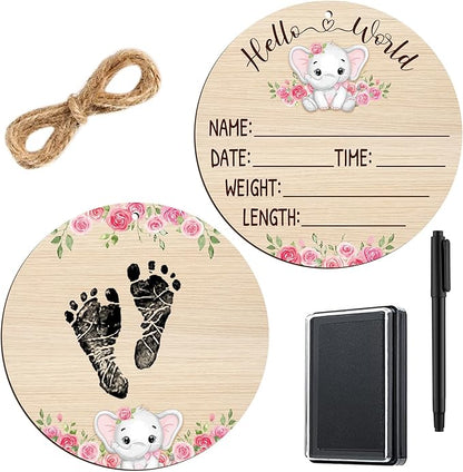 Thyle Baby Announcement Sign Wooden Baby Name Sign for Hospital