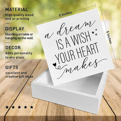 Nursery Desk Wooden Box Sign Decor, A Dream Is A Wish Your Heart Makes
