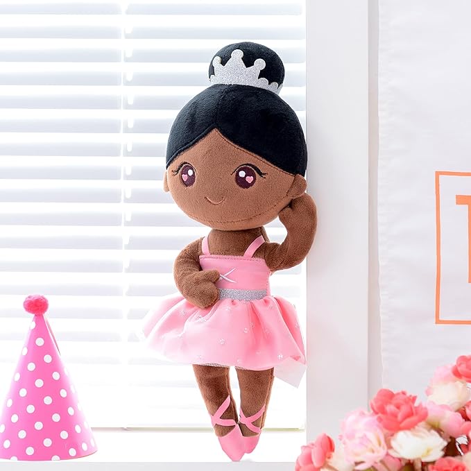Gloveleya Ballet Dolls Baby Girl Gifts Plush African American Ballerina 13"