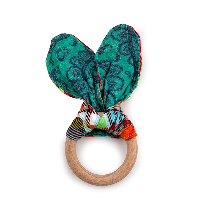 Kanga Care Baby Soft Muslin Sensory Crinkle Bunny Ear Wood