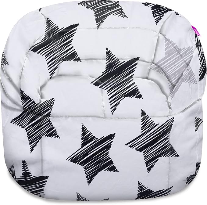 Posh Creations Structured Comfy Bean Bag Chair for Gaming, Reading, and Watching TV, Sonoma Lounge, Canvas - Sketchy Stars