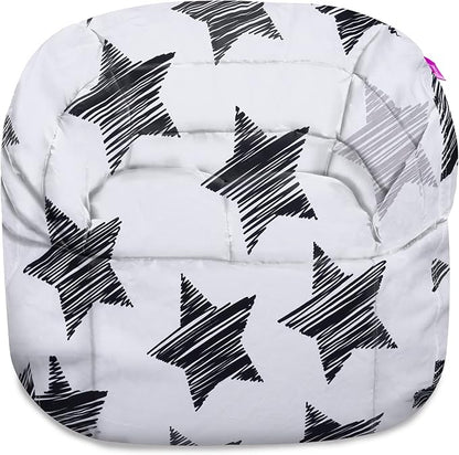 Posh Creations Structured Comfy Bean Bag Chair for Gaming, Reading, and Watching TV, Sonoma Lounge, Canvas - Sketchy Stars