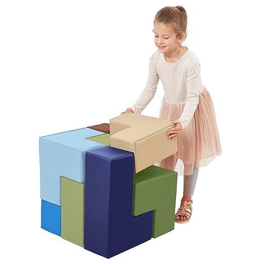 ECR4Kids SoftZone Brainy Building Blocks, Foam Puzzle 7-Piece