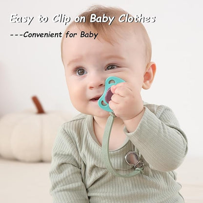 Silicone Pacifier Clip, Seposeve Pack of 3 Baby Pacifier Teether Clip with 4 Texture