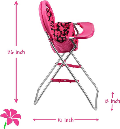 Baby Doll High Chair, Baby Toy High Chair for Toddlers 3 Years and up 18 inch