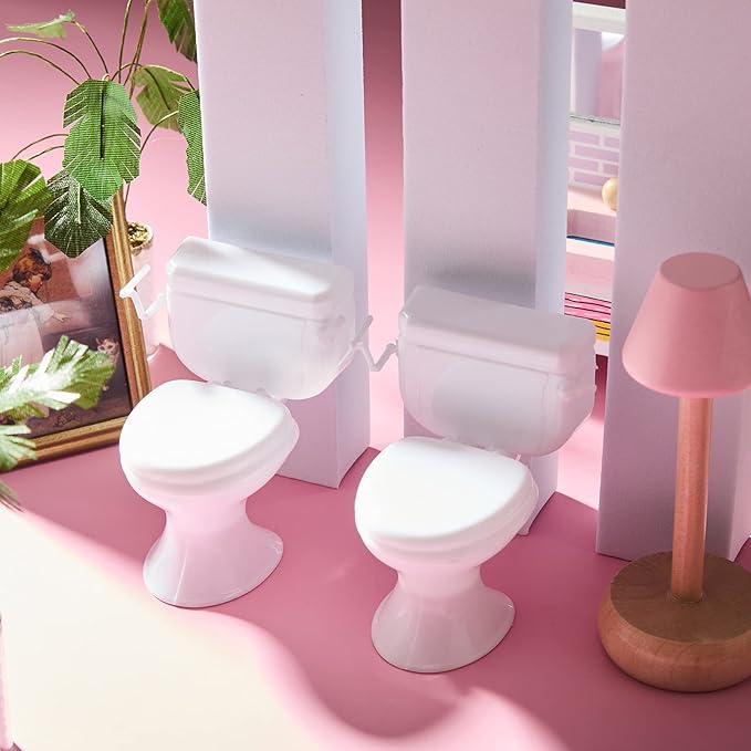 2 Pieces Mini Toilet Seat Toy Doll House Furniture Miniature