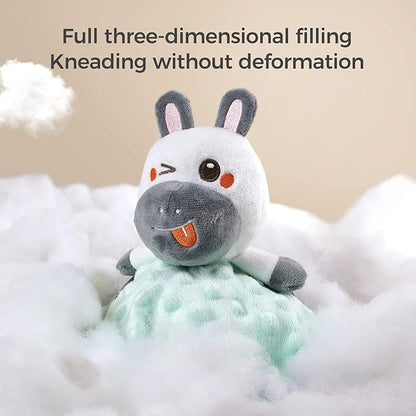 TUMAMA Baby Security Blanket Lovey,Soft Fleece Velvet Minky Dot Blanket with Stuffed Animal&Teething Rings