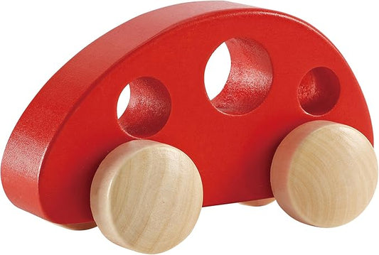 Hape Mini Van Wooden Toddler Toy Vehicle in Red, L: 4.9 2.5, H: 2.8 inch